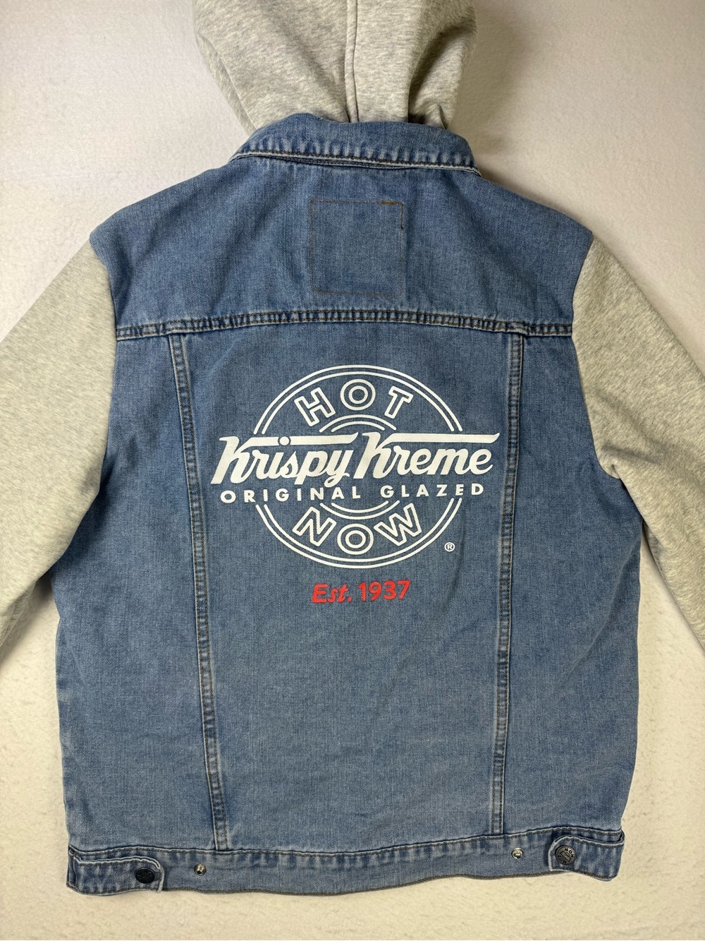 Krispy Kreme Denim Hoodie Jacket Men’s M Y2K Streetwear Layered - Picture 2 of 16